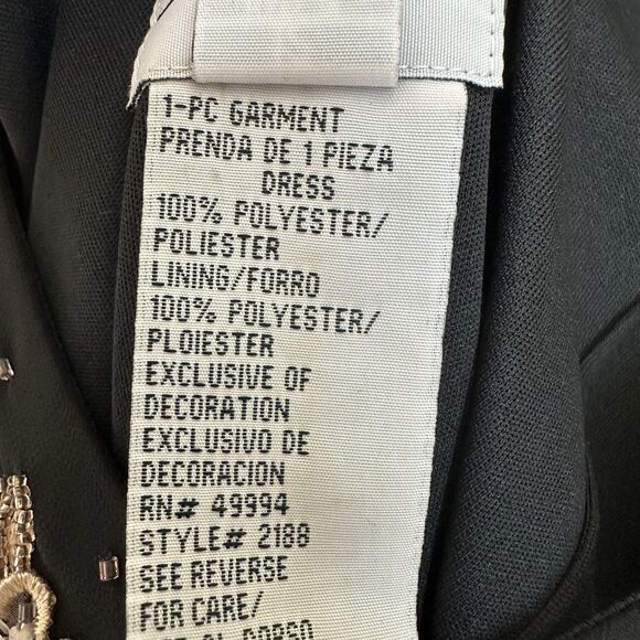 R & M Richards Dress 12 Black Embroidered Beaded Asymmetric Whimsygoth Gatsby - Picture 6 of 8